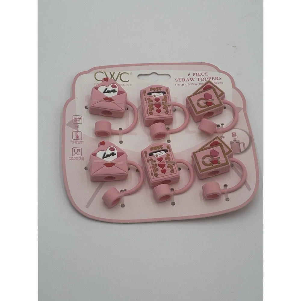 CWC 6pc Valentines Straw Toppers